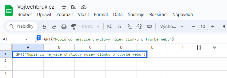 Chat GPT doplnek do tabulek Google